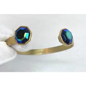 Loren Hope Cuff Bracelet, Brass-Tone, Blue  Rhinestones